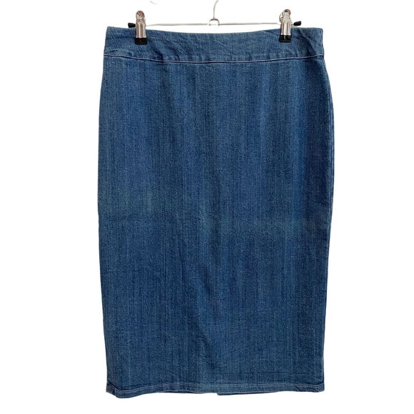 Baby O 2 Skirt Pencil Denim Jean Modest Vintage USA Blue Knee Length - Picture 1 of 10